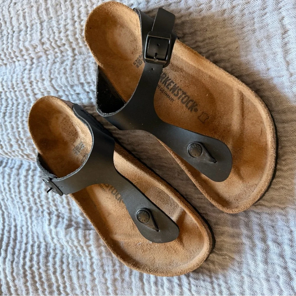BIRKENSTOCK Gizeh BURKA-FLOR Thong FLIP FLOP Sandals BLACK Size 39 - Picture 1 of 3